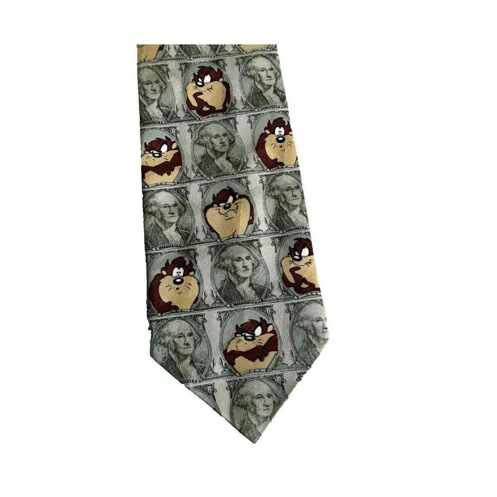 Tasmanian Devil Neck Tie Vintage Looney Tunes Mania Money Tazz George Washington